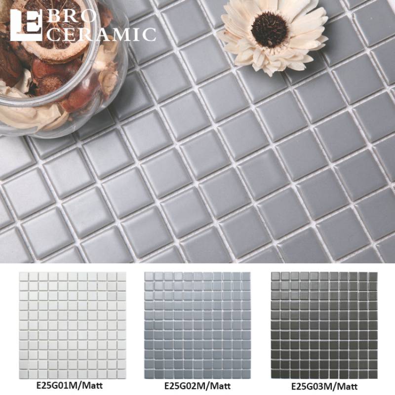 Top grade ceramic mosaic full body decorative solid grey pool tile for sale