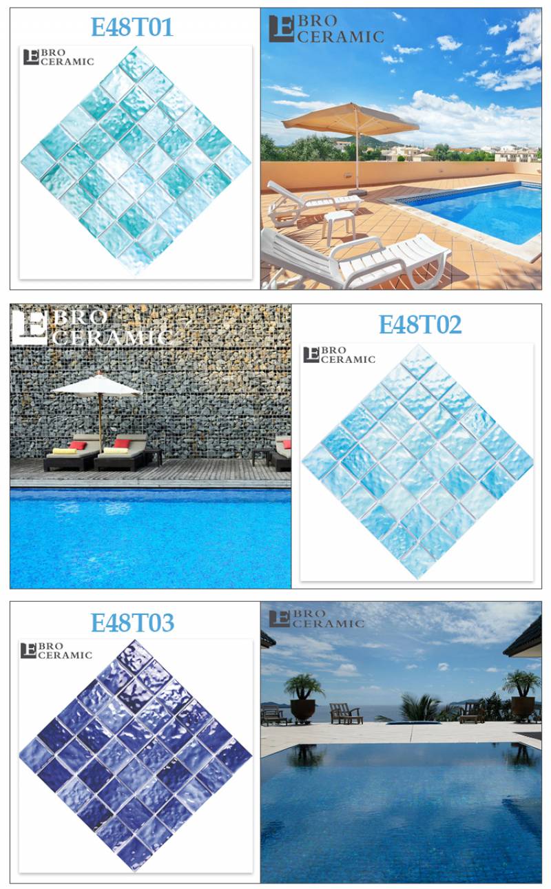 Foshan pool mosaic collection 3d water wave design ceramic mosaic tiles for pool