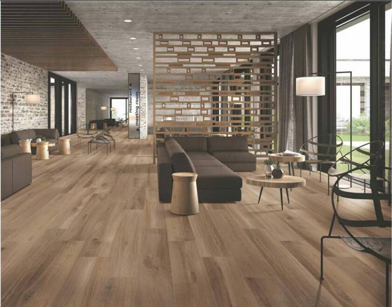 New style large format porcelain brown color ceramic tile rustic ivory wooden flooring tiles