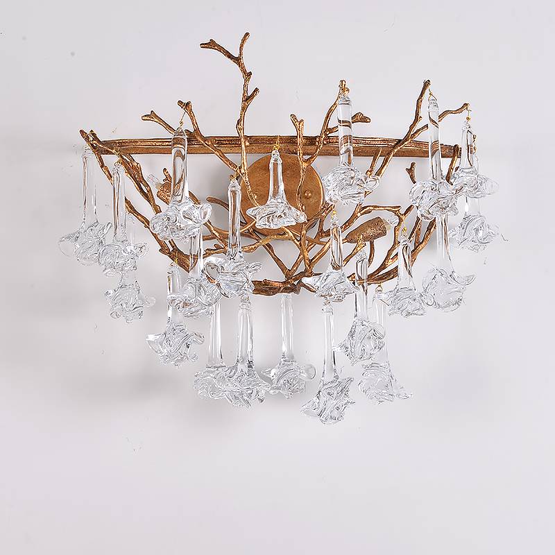 European creative led bronze maple leaf antique wall lamp  chandelier  indoor lighting bedroom  hanging  bedside reading  lamps