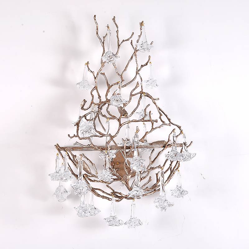 European creative led bronze maple leaf antique wall lamp  chandelier  indoor lighting bedroom  hanging  bedside reading  lamps