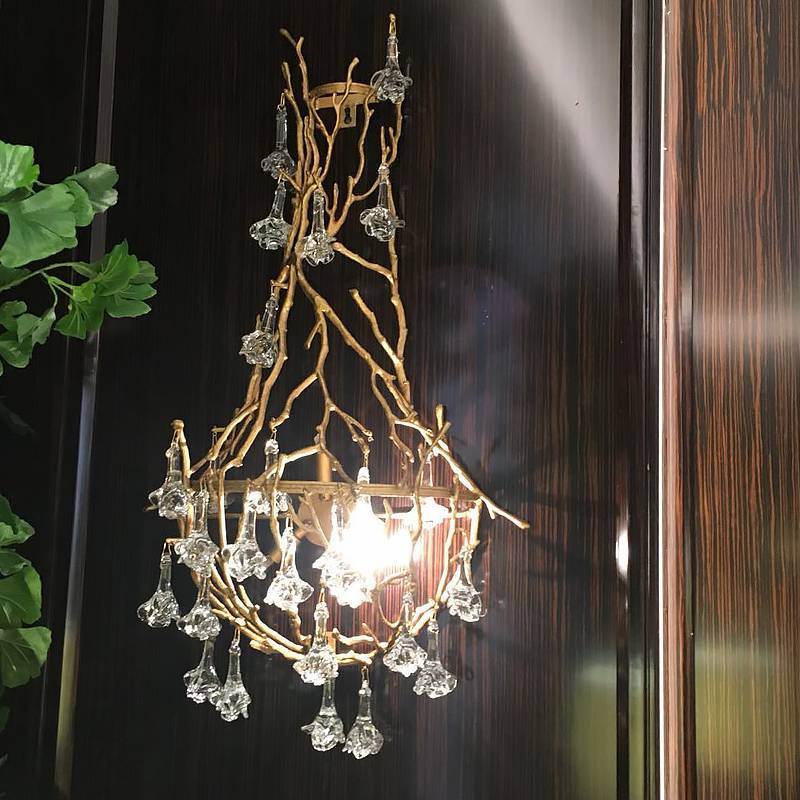 European creative led bronze Marble antique wall lamp  chandelier  indoor lighting bedroom  hanging  bedside reading  lamps