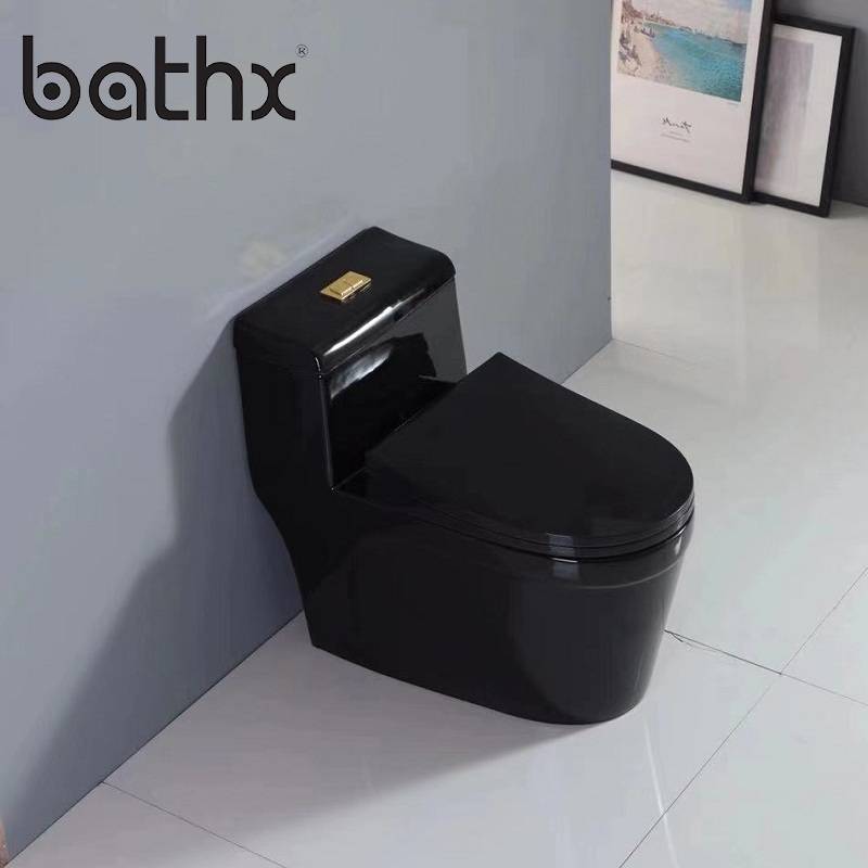 Modern Design Sanitary Ware Siphonic One Piece Toilet Floor Mounted 3/6L Flush Black Toilet Dual Flush  Water Closet