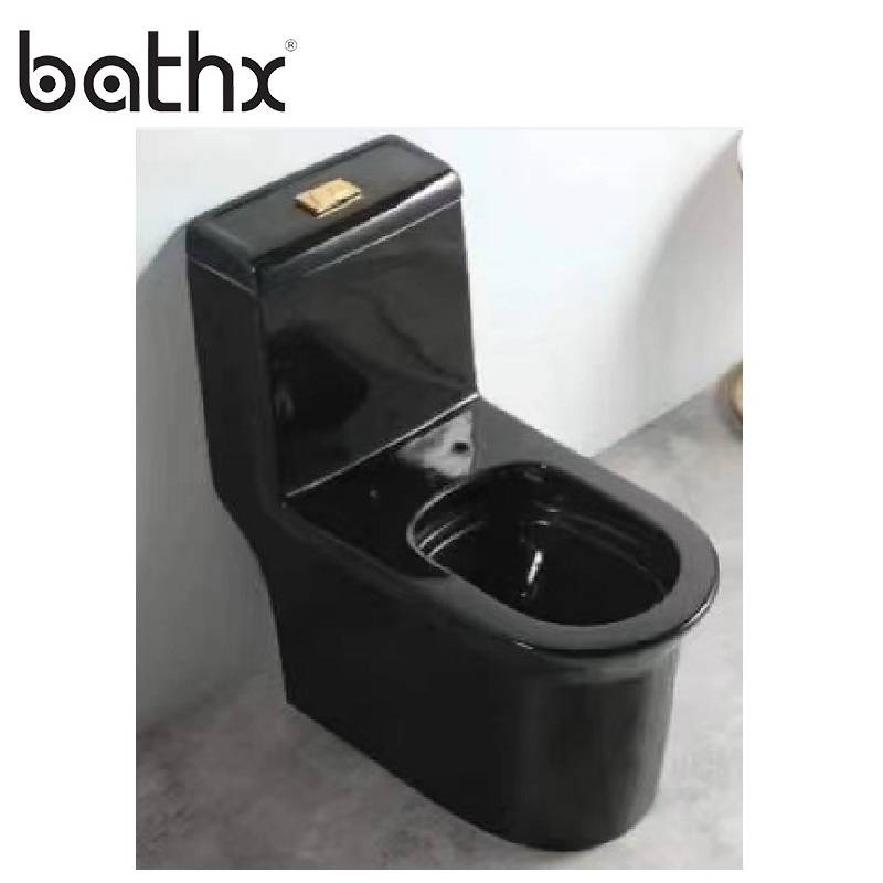 Chaozhou Sanitary Factory High Cost-Effective Black Siphonic Flushing One Piece Wc Toilet