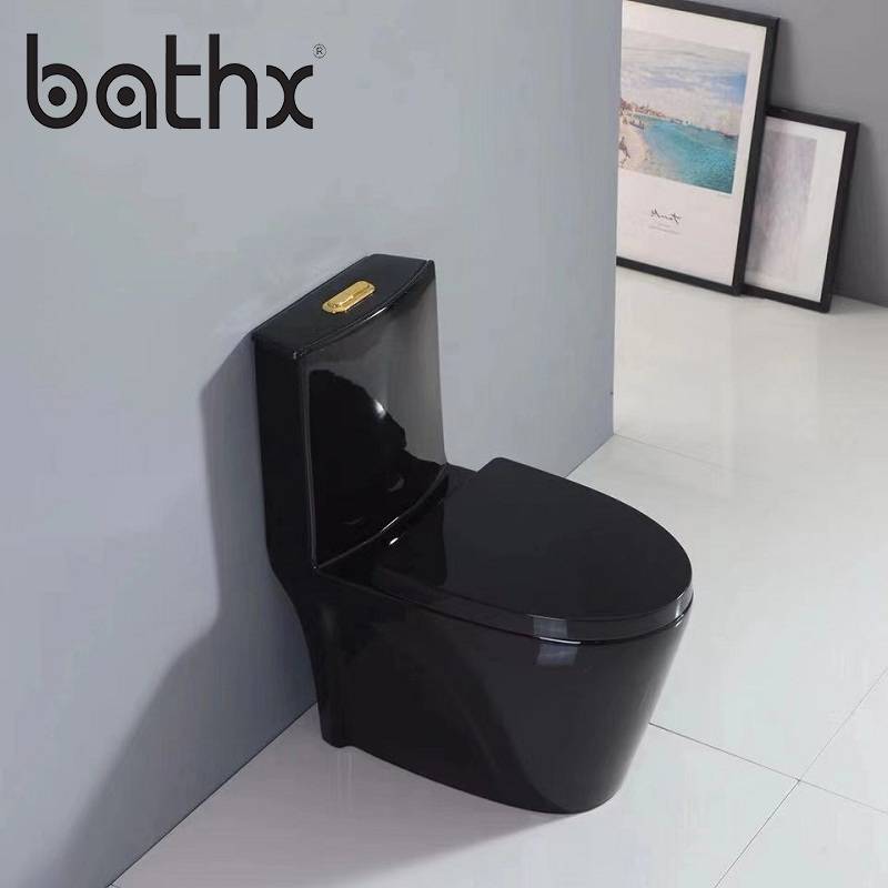 Popular Style Sanitary Ware Ceramic Bathroom Closestool Dual Flush Black Siphonic One Piece Toilet