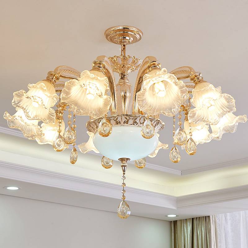 Modern luxury Living Room light hotel led lamp large round ceiling mounted lighting pendant lights crystal chandelier