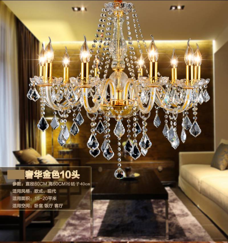 Customized Hotel Project Led Pendant Light Luxury Modern Crystal Large Iron K9 Crystal Indoor Chandelier