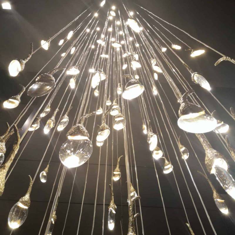 Wholesale modern customized size hotel restaurant crystal chandelier stairwell Large cristal hanging lighting for high ceilling