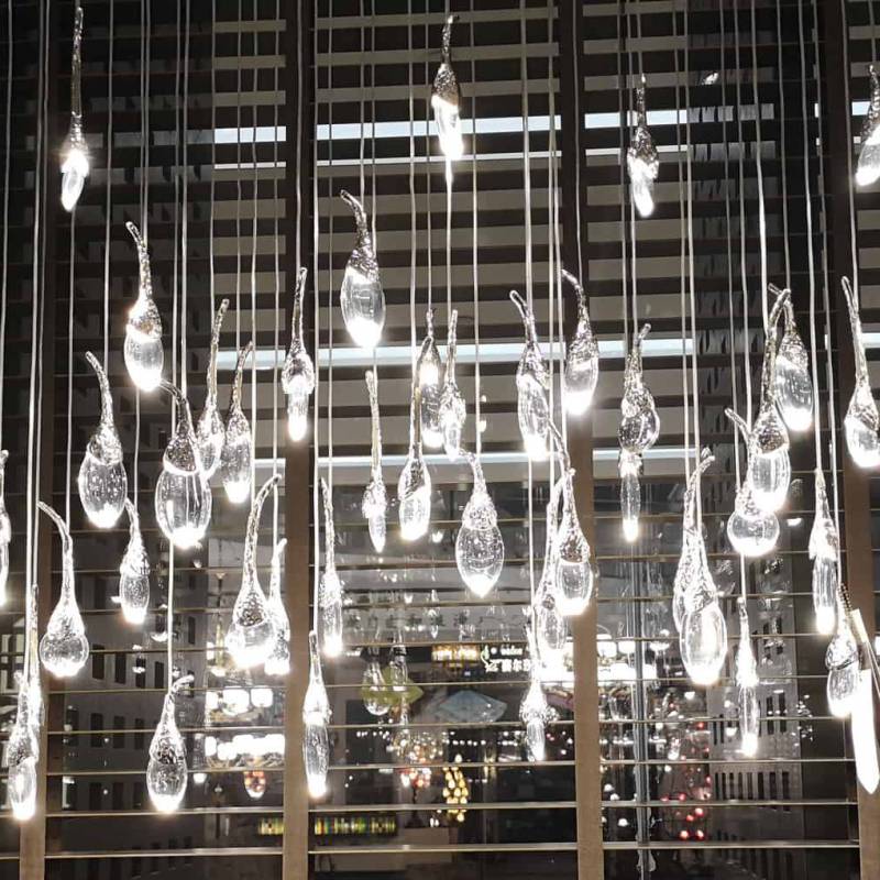 Wholesale modern customized size hotel restaurant crystal chandelier stairwell Large cristal hanging lighting for high ceilling