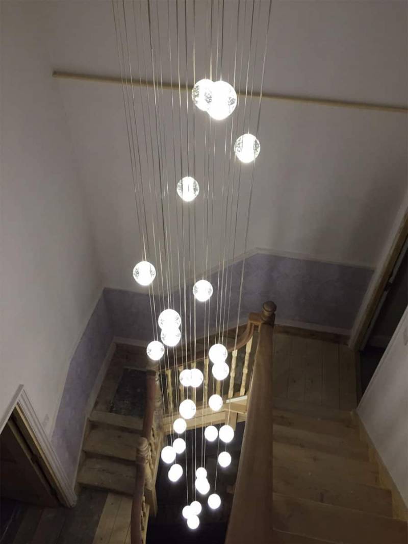 Custom Large Project Hotel Villa Decoration Long Crystal Stairwell Chandelier Luxury High Ceilling LED Hanging Pendant Lamp