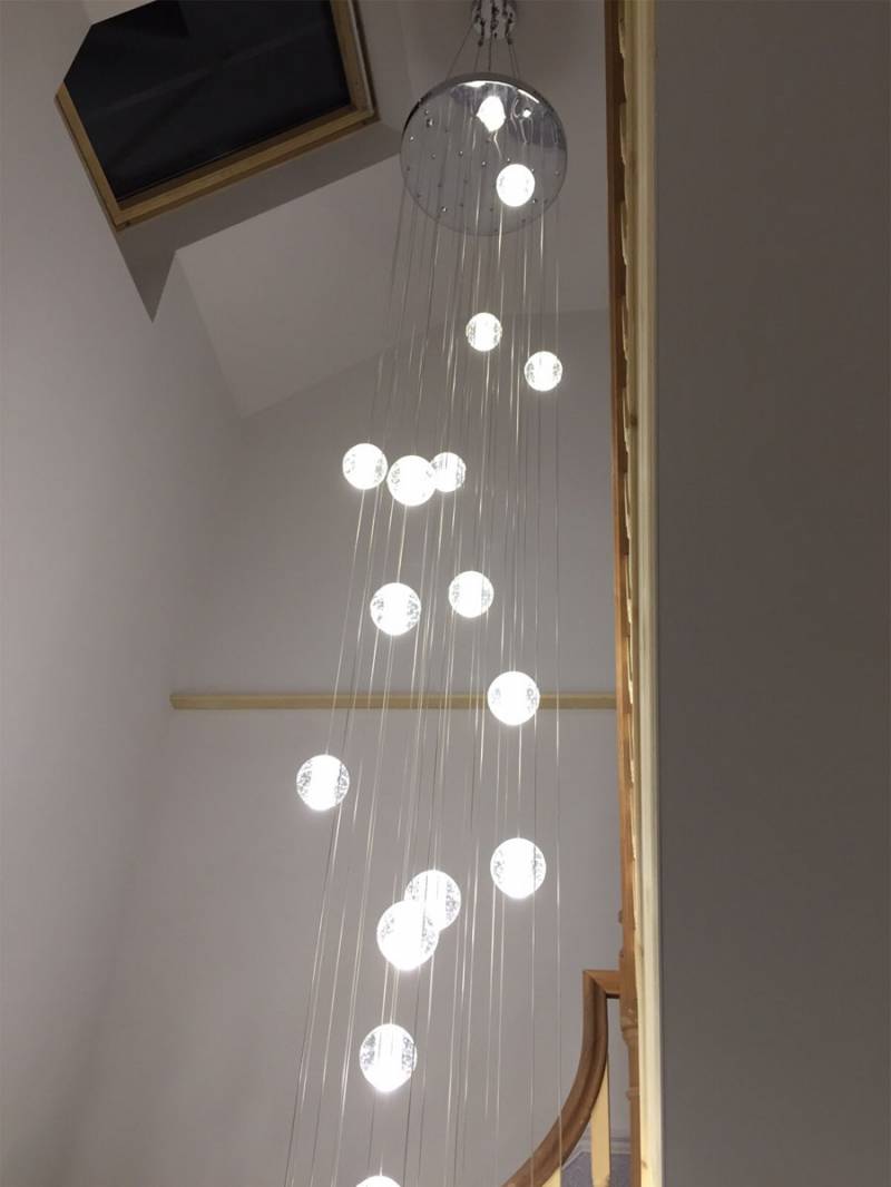 Custom Large Project Hotel Villa Decoration Long Crystal Stairwell Chandelier Luxury High Ceilling LED Hanging Pendant Lamp