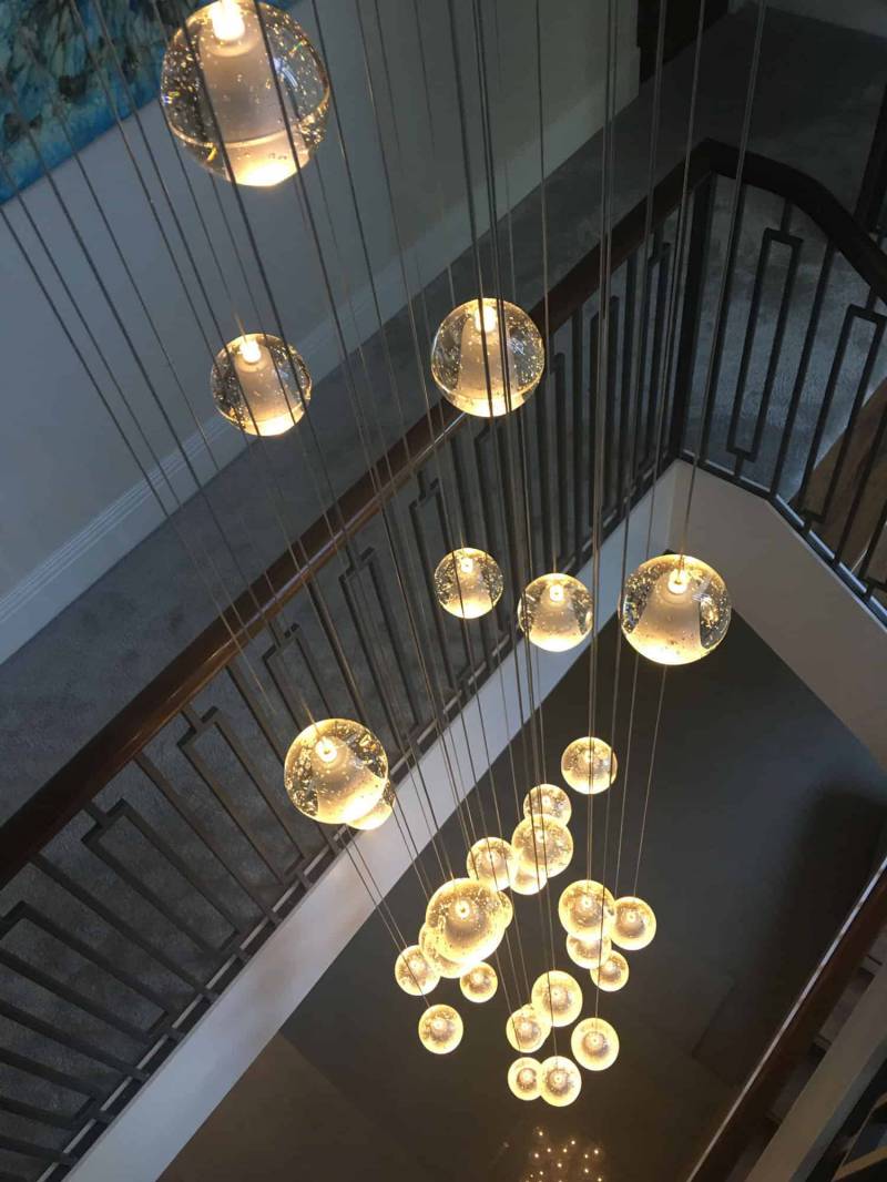 Custom Large Project Hotel Villa Decoration Long Crystal Stairwell Chandelier Luxury High Ceilling LED Hanging Pendant Lamp