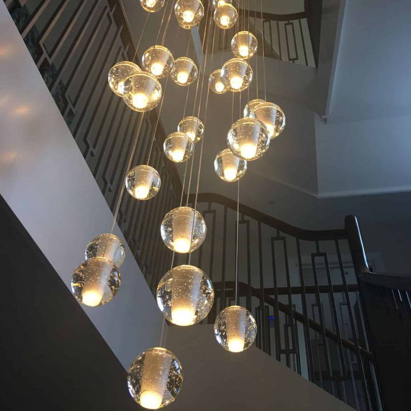 Custom Large Project Hotel Villa Decoration Long Crystal Stairwell Chandelier Luxury High Ceilling LED Hanging Pendant Lamp