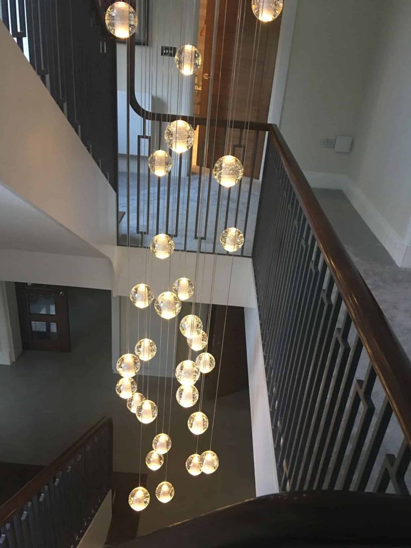 Custom Large Project Hotel Villa Decoration Long Crystal Stairwell Chandelier Luxury High Ceilling LED Hanging Pendant Lamp