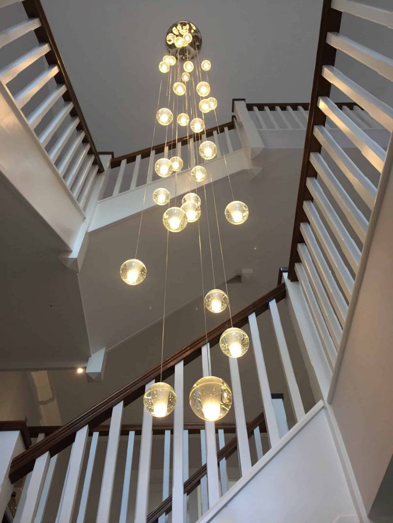 Custom Large Project Hotel Villa Decoration Long Crystal Stairwell Chandelier Luxury High Ceilling LED Hanging Pendant Lamp