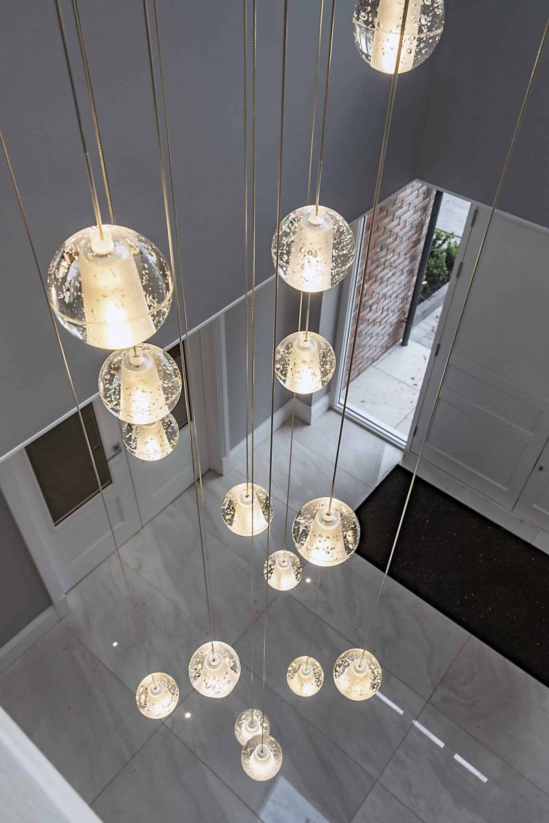 Custom Large Project Hotel Villa Decoration Long Crystal Stairwell Chandelier Luxury High Ceilling LED Hanging Pendant Lamp