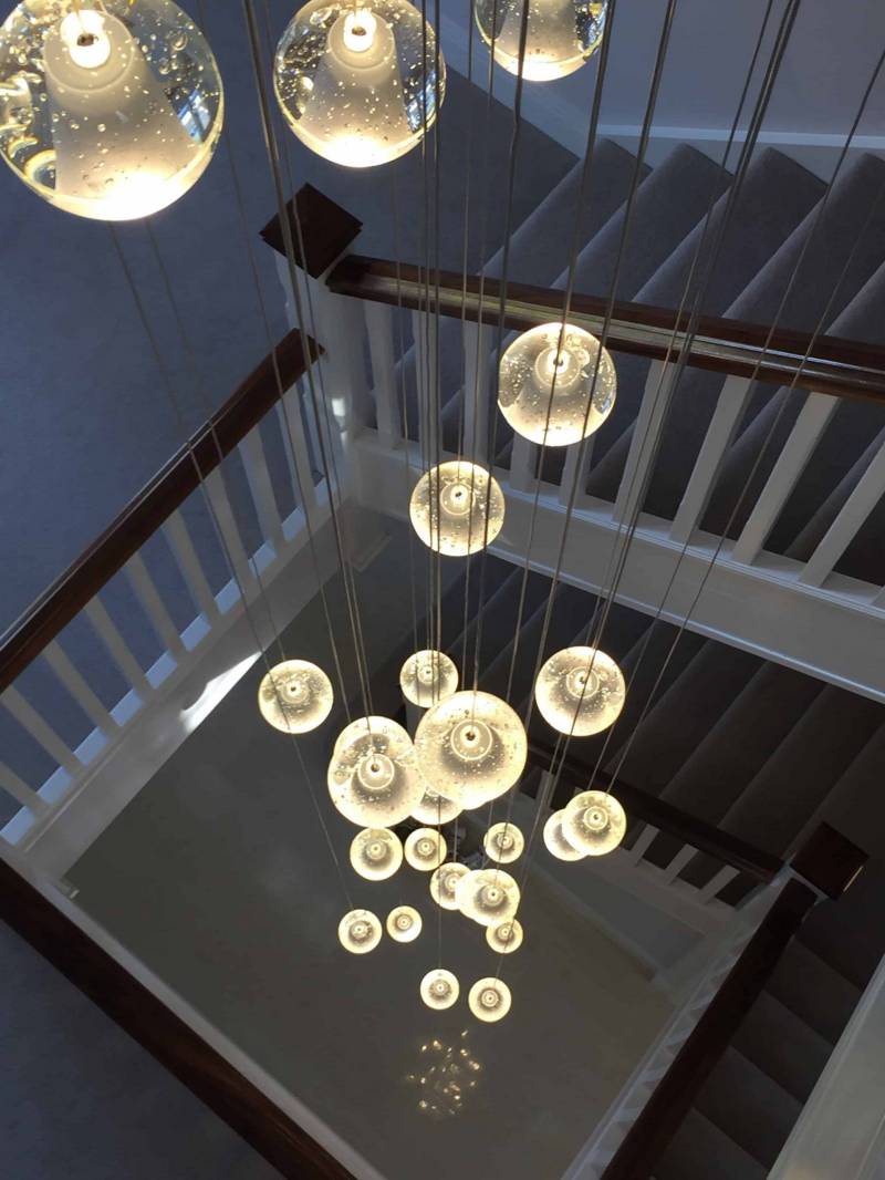 Custom Large Project Hotel Villa Decoration Long Crystal Stairwell Chandelier Luxury High Ceilling LED Hanging Pendant Lamp