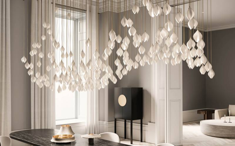 Bloom customized Luxury Decoration Ceramic Project Large Hotel Lobby Chandelier Commercial Hall Restaurant Villa  Pendant lights