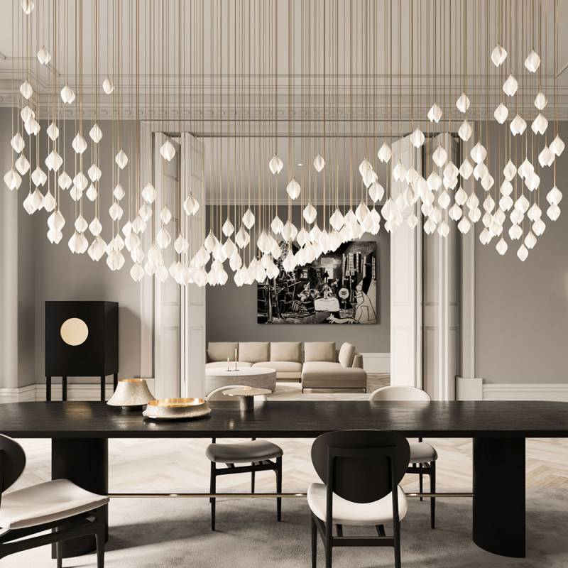 Bloom customized Luxury Decoration Ceramic Project Large Hotel Lobby Chandelier Commercial Hall Restaurant Villa  Pendant lights