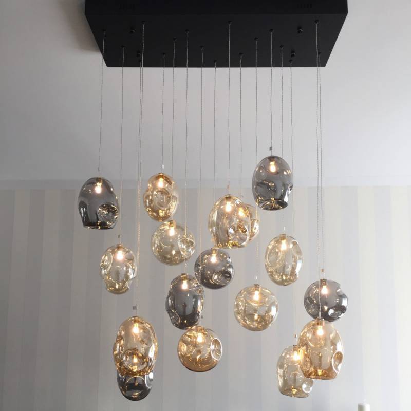 Customized Glass Ball LED Pendant Lights Loft Drop Chandelier Staircase Hight Ceilling  Large Hotel Luxury Large Hanging Light