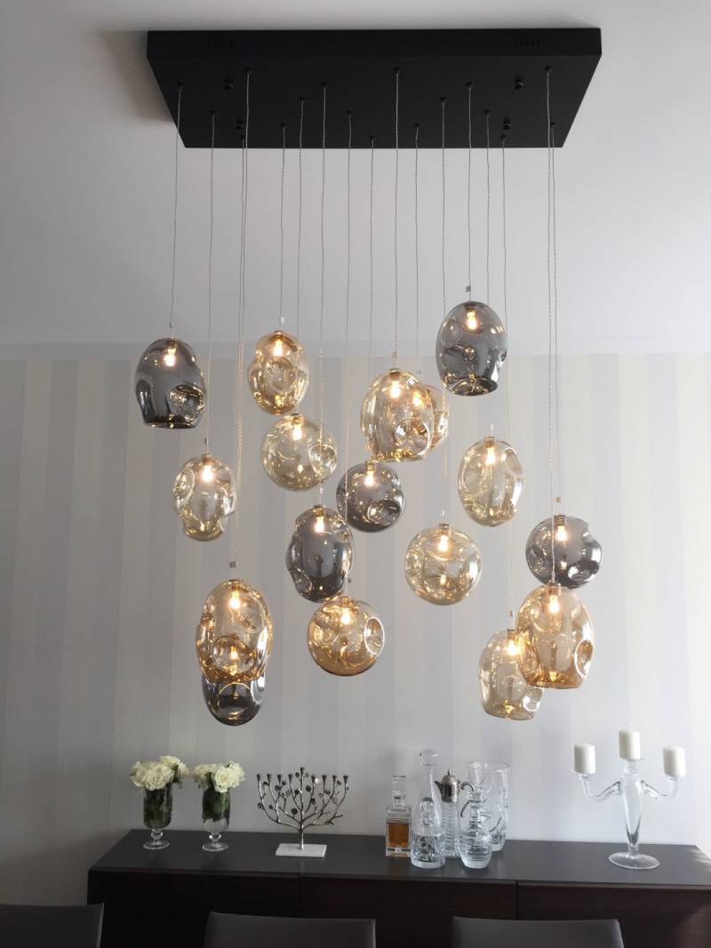 Customized Glass Ball LED Pendant Lights Loft Drop Chandelier Staircase Hight Ceilling  Large Hotel Luxury Large Hanging Light