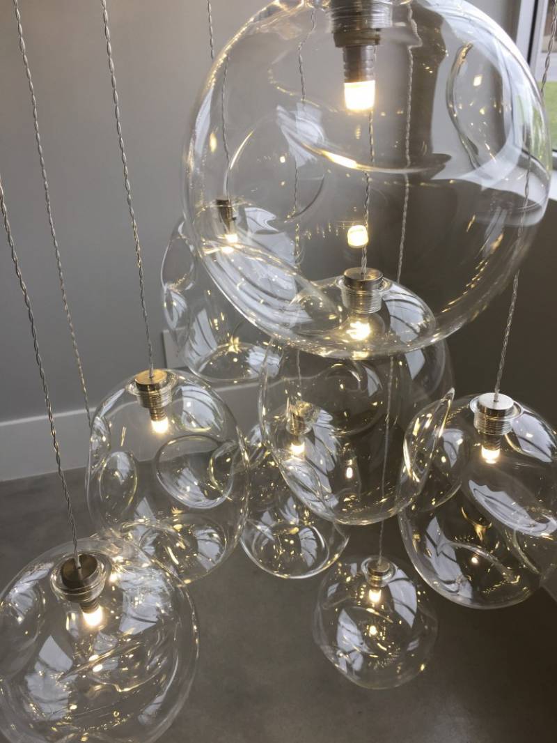 Customized Glass Ball LED Pendant Lights Loft Drop Chandelier Staircase Hight Ceilling  Large Hotel Luxury Large Hanging Light