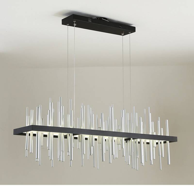 New Black Rectangle Round Post Modern LED Chandeliers Lighting Nordic Luxury Pendant Lamp For Living Room Hotel Villa