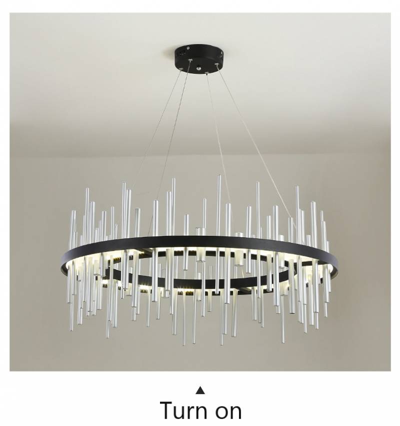 New Black Rectangle Round Post Modern LED Chandeliers Lighting Nordic Luxury Pendant Lamp For Living Room Hotel Villa