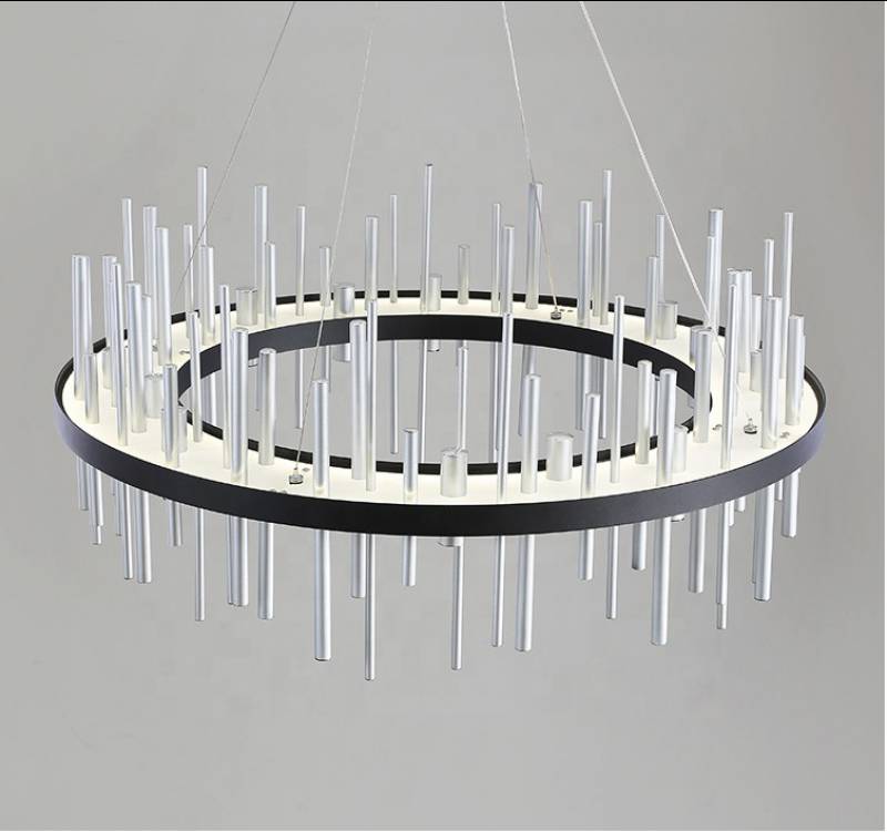 New Black Rectangle Round Post Modern LED Chandeliers Lighting Nordic Luxury Pendant Lamp For Living Room Hotel Villa