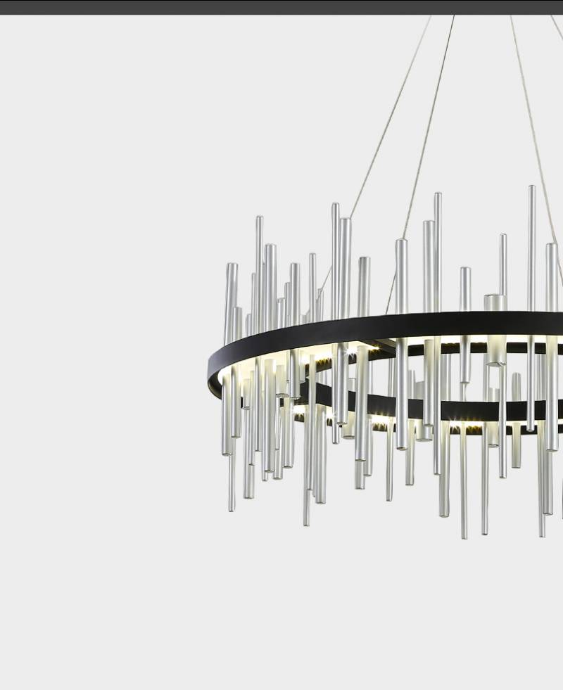 New Black Rectangle Round Post Modern LED Chandeliers Lighting Nordic Luxury Pendant Lamp For Living Room Hotel Villa