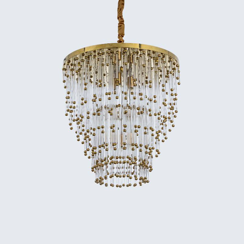 Customized Crystal Chandelier Modern hotel Custom crystal Pendant lamp gold hanging lamp for decoration in zhongshan China