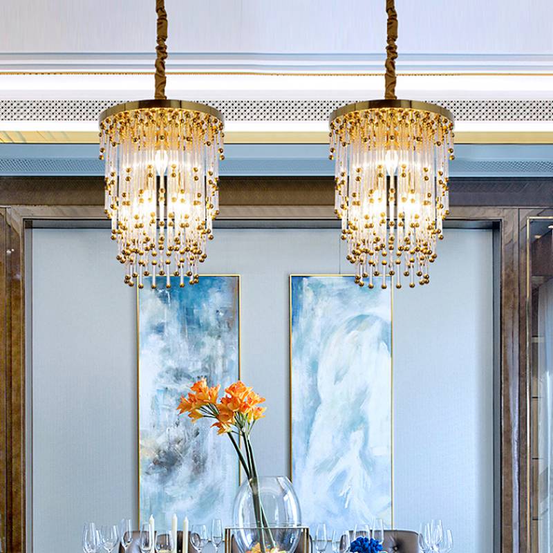 Customized Crystal Chandelier Modern hotel Custom crystal Pendant lamp gold hanging lamp for decoration in zhongshan China