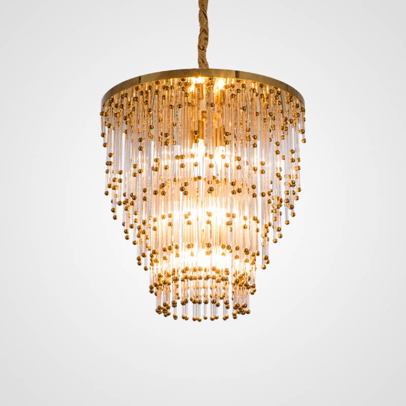 Customized Crystal Chandelier Modern hotel Custom crystal Pendant lamp gold hanging lamp for decoration in zhongshan China