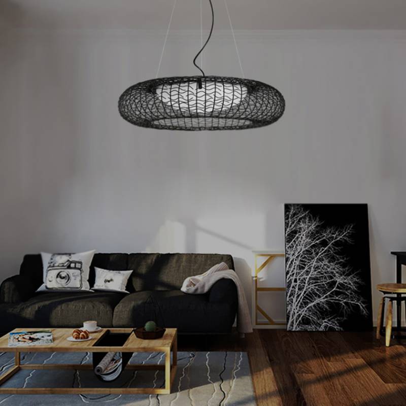 Vintage industrial round circular lantern led pendant light chandelier for living room American decoration restaurant lighting