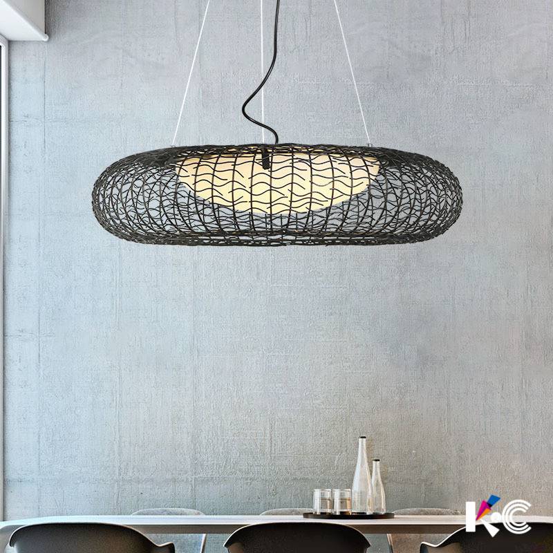 Vintage industrial round circular lantern led pendant light chandelier for living room American decoration restaurant lighting