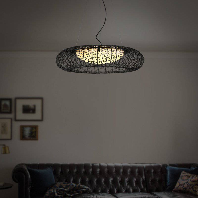 Vintage industrial round circular lantern led pendant light chandelier for living room American decoration restaurant lighting