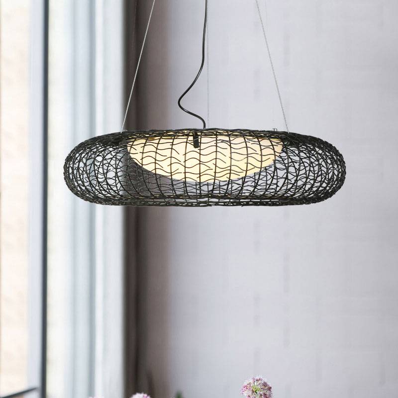 Vintage industrial round circular lantern led pendant light chandelier for living room American decoration restaurant lighting