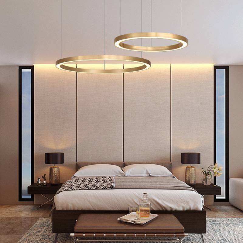 Luxury Round Hanging Lamp LED Ring Chandelier for Hotel Lobby Circular Pendant Light Office DALI Intelligence System lighting