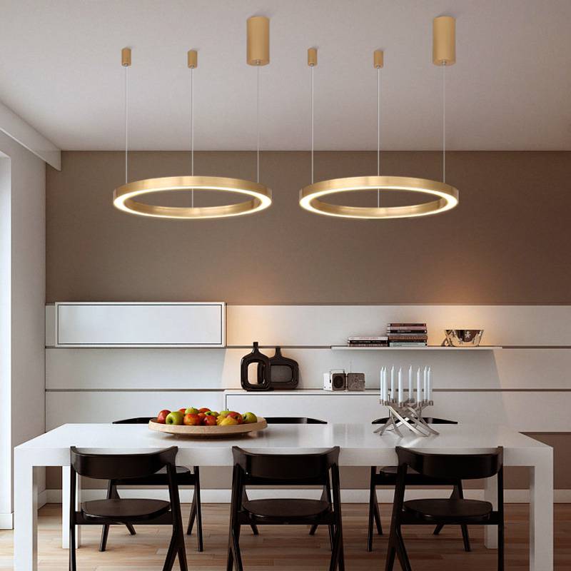 Luxury Round Hanging Lamp LED Ring Chandelier for Hotel Lobby Circular Pendant Light Office DALI Intelligence System lighting