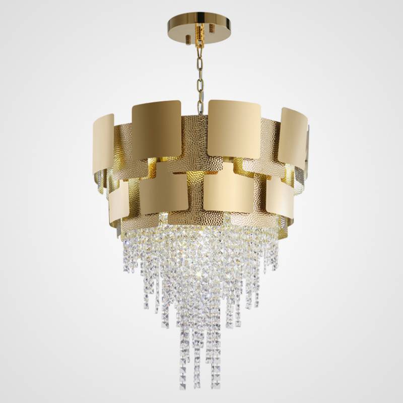 Luxury Golden Stainless Steel K9 Crystal Chandelier Villa Gold Pendant Light Post-modern crystal lighting for living room