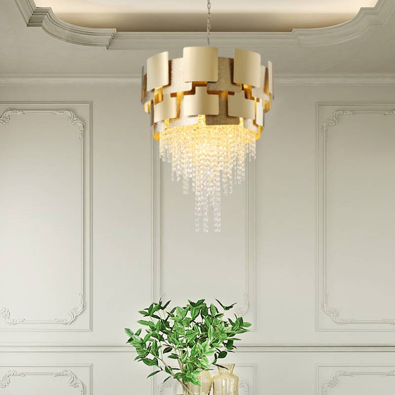 Luxury Golden Stainless Steel K9 Crystal Chandelier Villa Gold Pendant Light Post-modern crystal lighting for living room