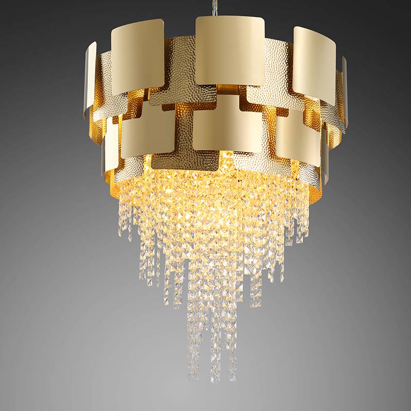 Luxury Golden Stainless Steel K9 Crystal Chandelier Villa Gold Pendant Light Post-modern crystal lighting for living room