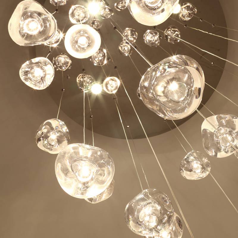 Popular Irregular Crystal LED Ball Pendant Lights Loft Drop Chandelier Customized Large hotel luxury large hanging lighting