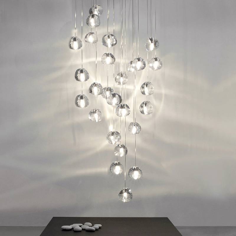 Popular Irregular Crystal LED Ball Pendant Lights Loft Drop Chandelier Customized Large hotel luxury large hanging lighting