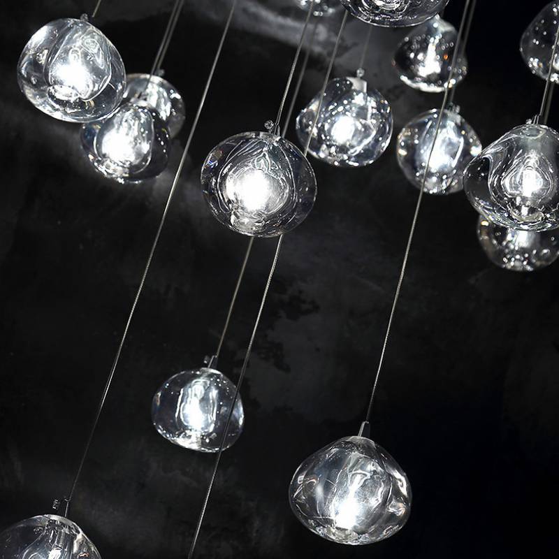 Popular Irregular Crystal LED Ball Pendant Lights Loft Drop Chandelier Customized Large hotel luxury large hanging lighting