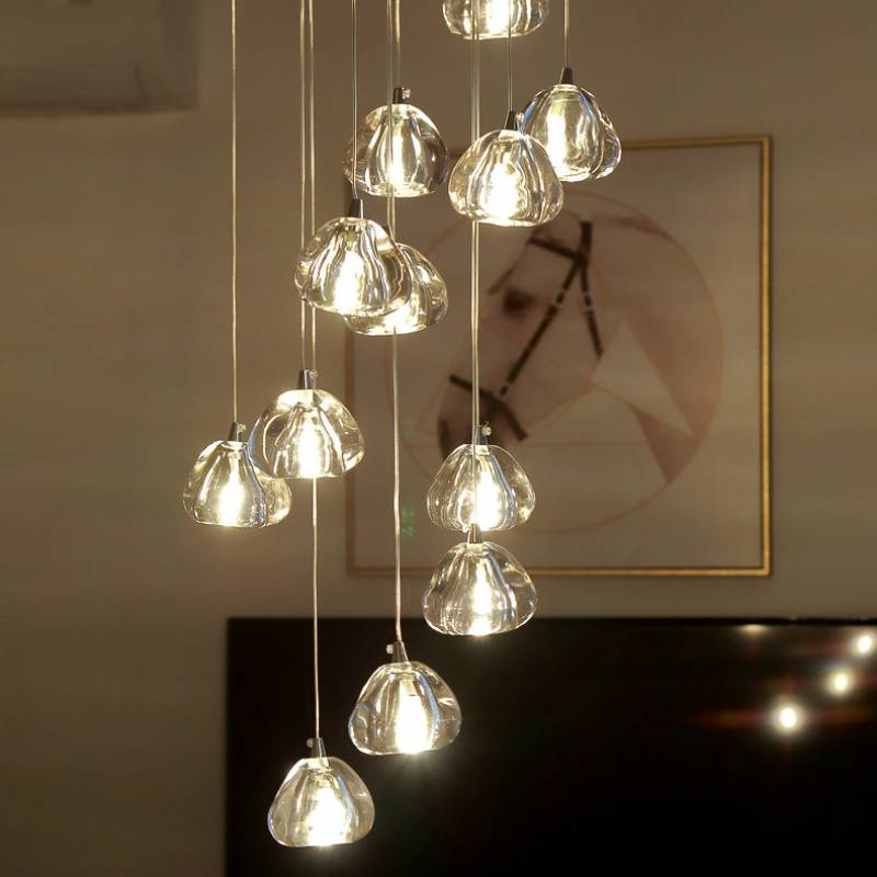 Popular Irregular Crystal LED Ball Pendant Lights Loft Drop Chandelier Customized Large hotel luxury large hanging lighting