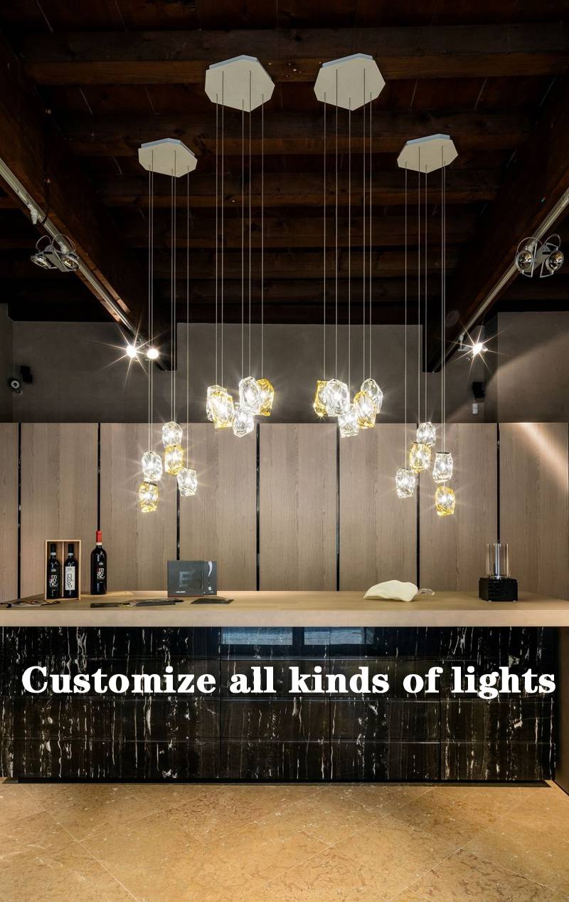 Custom made Wedding Banquet Ballroom Big Chandelier Art Glass crystal Stone Lighting Large pendant lamp for Hotel Villa Project