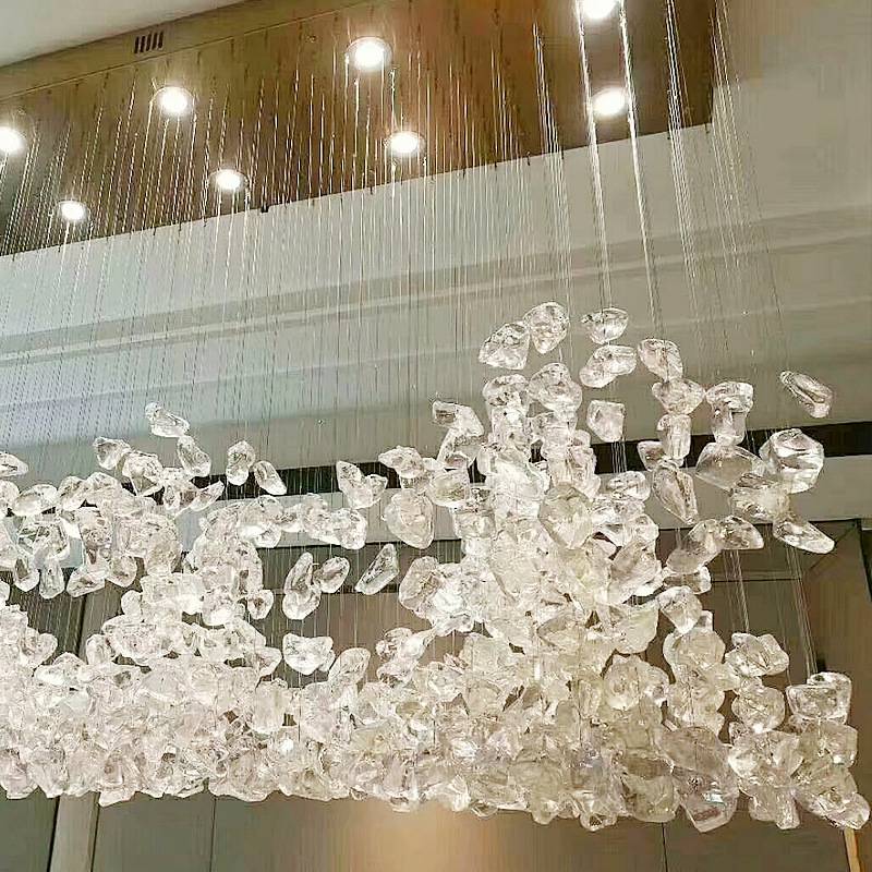 Customized Modern Luxury Chandelier Colorized Glass Stone Crystal Hanglamp For Hotel Projets Decoration pendent lamp