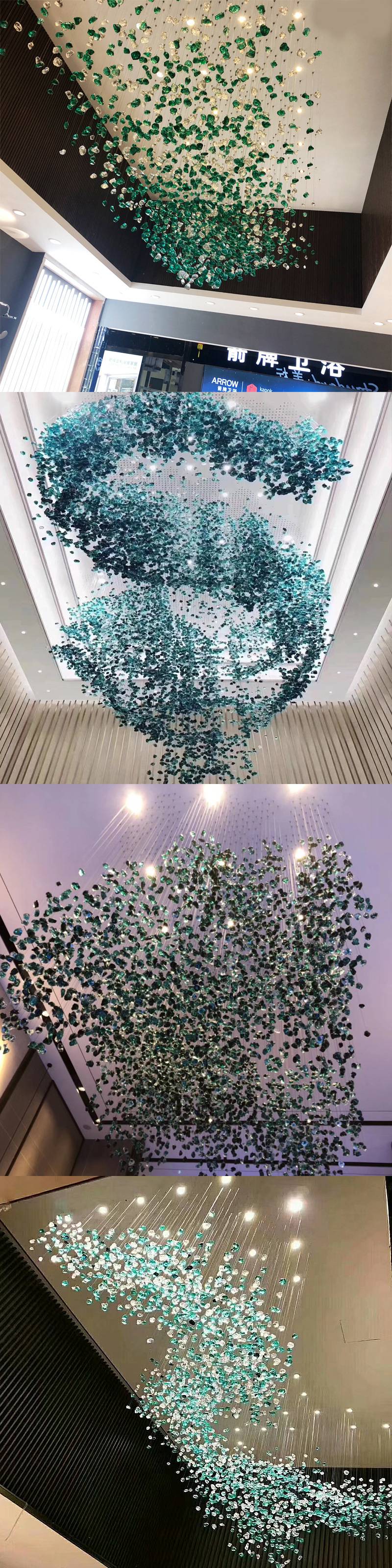 Customized Modern Luxury Chandelier Colorized Glass Stone Crystal Hanglamp For Hotel Projets Decoration pendent lamp