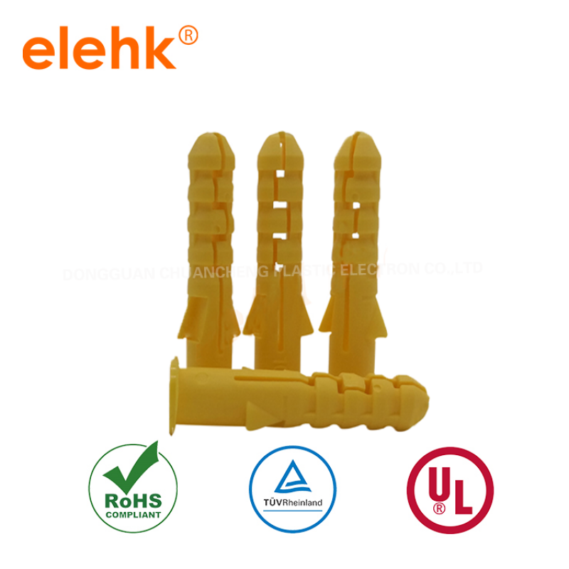 Dongguan manufacturer wholesale PE plastic wall plug expansion insulation anchors bolts plastic anchor screw